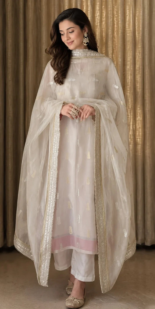 Chandni Ivory Gold Embellished Kurta Set