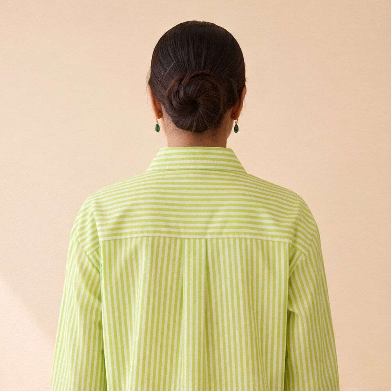 Women's Lime Green Striped Casual Shirt – Product Description (Shirt Only)