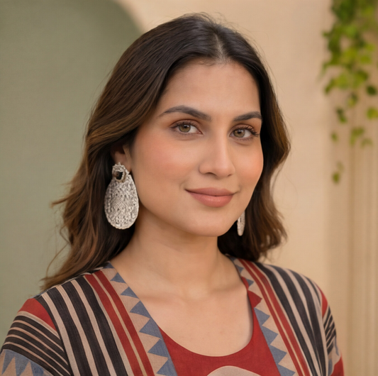 Rust Noir Geometric Printed Straight Kurta Set