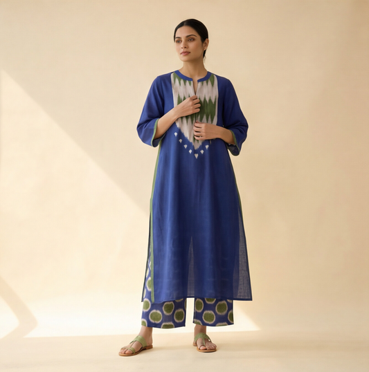 Women's Premium Royal Blue Cotton Printed Kurta Set