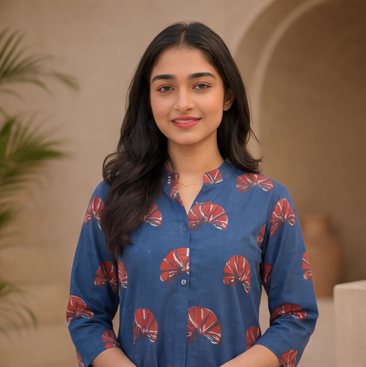 this stylish indigo blue kurta set
