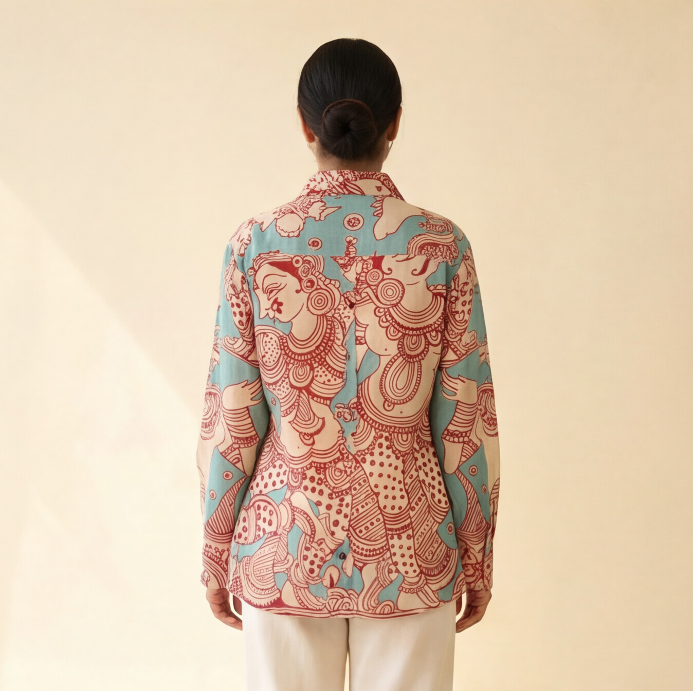 Women's Premium Sky Blue Cotton Printed Shirt