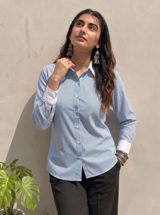 Sky Blue Pinstripe Classic Shirt