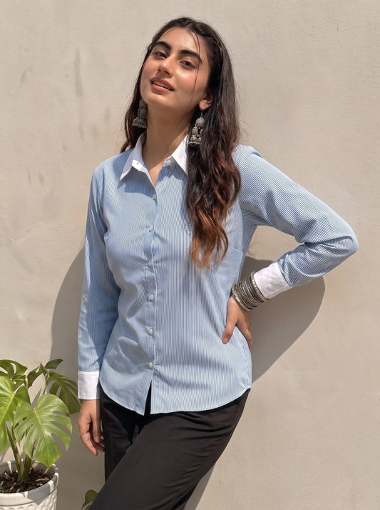 Sky Blue Pinstripe Classic Shirt
