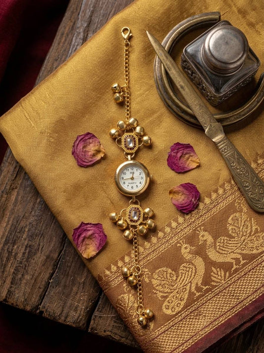 Antique Kundan Ghungroo Bracelet Watch