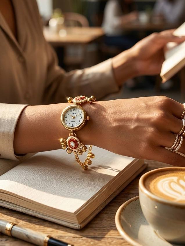 Royal Kundan Charm Bracelet Watch