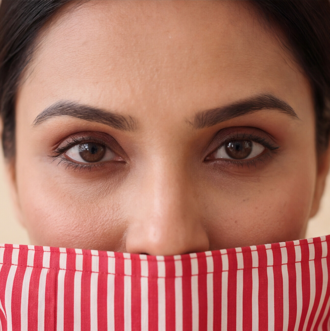 Women's Red & White Striped Shirt – Product Description (Shirt Only)