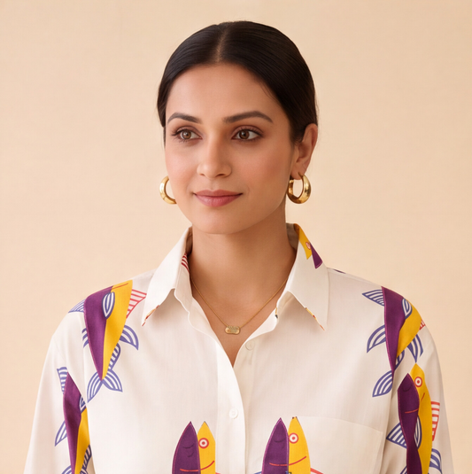 Women's White Printed Casual Shirt – Product Description (Shirt Only)