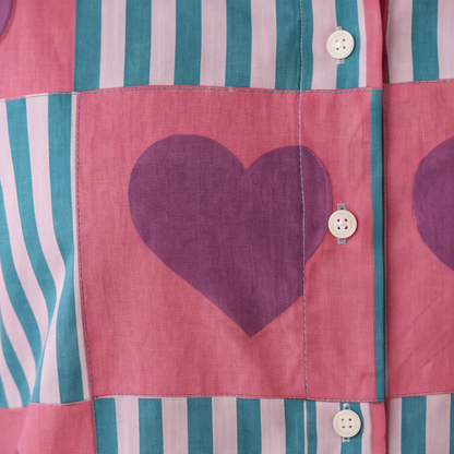 Women's Heart Print Striped Casual Shirt – Product Description (Shirt Only)
