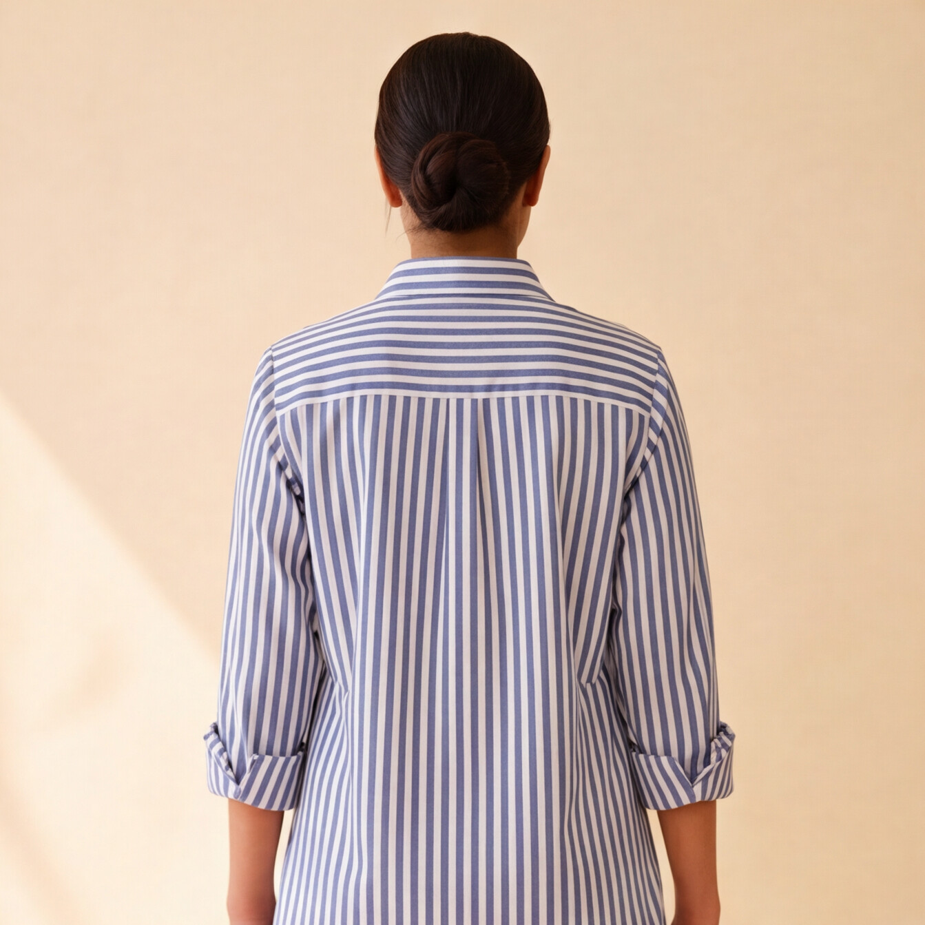 Women's Blue & White Striped Casual Shirt – Product Description (Shirt Only)