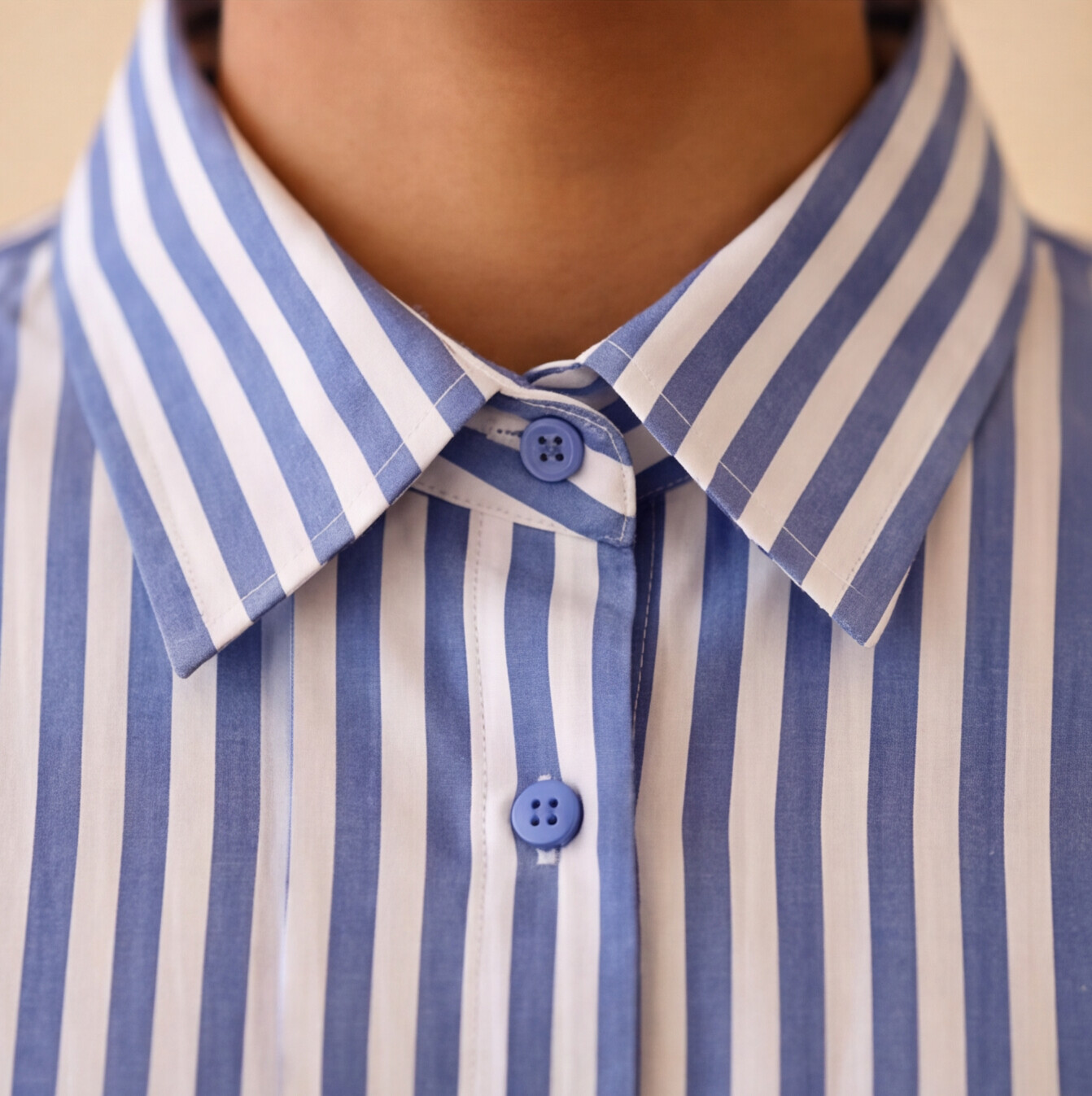 Women's Blue & White Striped Casual Shirt – Product Description (Shirt Only)