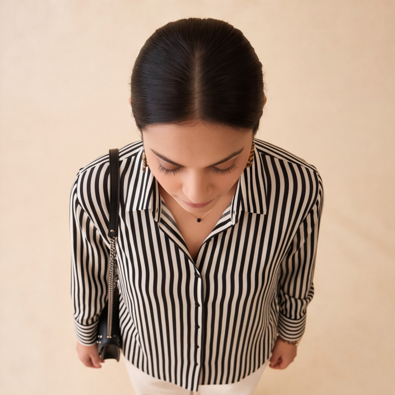 Women's Black & White Striped Casual Shirt – Product Description (Shirt Only)