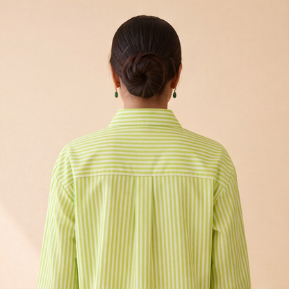 Women's Lime Green Striped Casual Shirt – Product Description (Shirt Only)