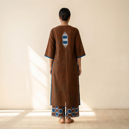 Women's Premium Brown Cotton Printed Kurta Set