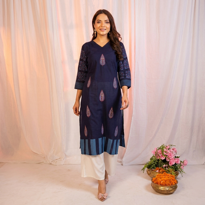 stylish navy blue printed kurti