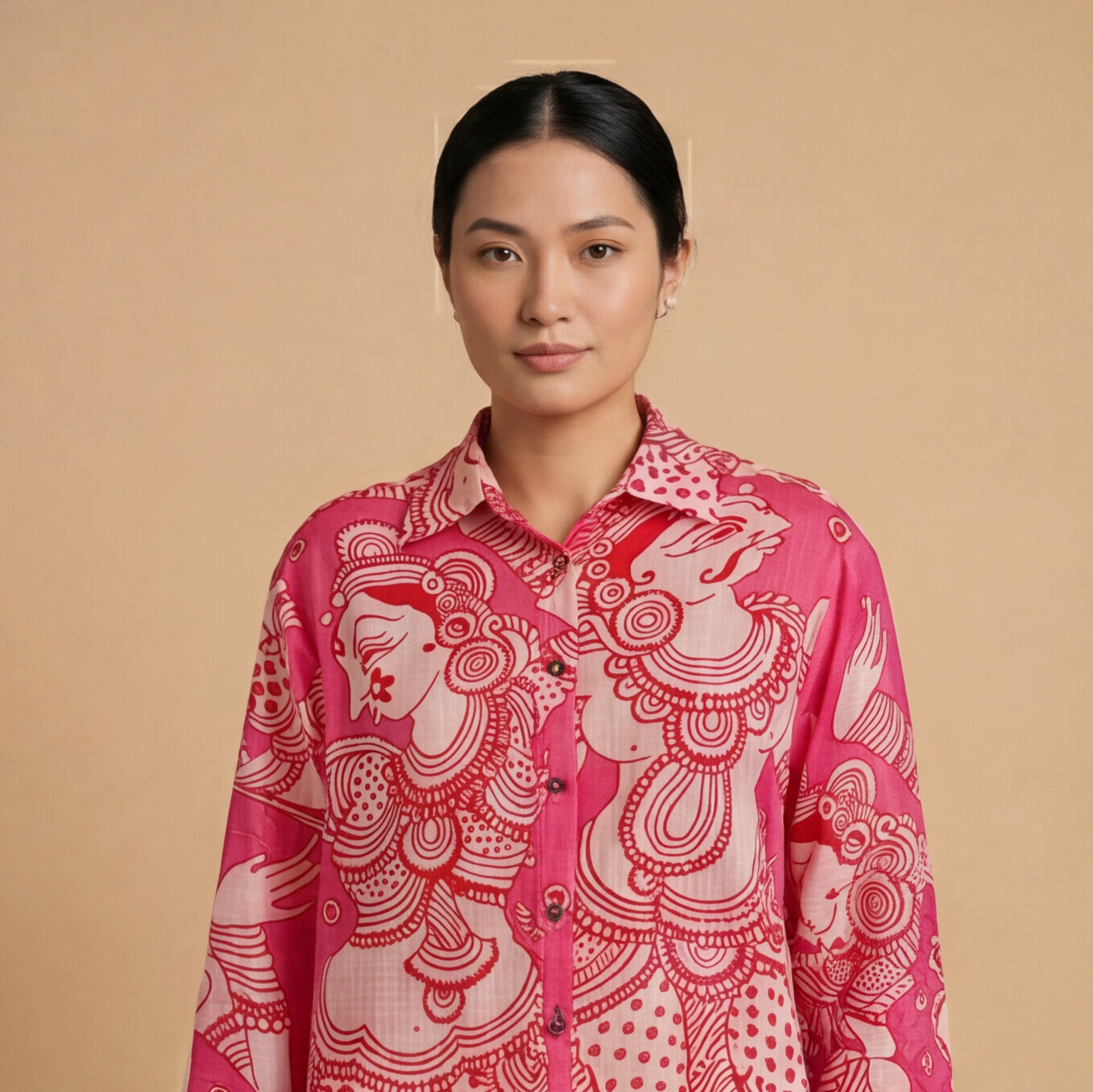 Women's Premium Pink Cotton Printed Shirt