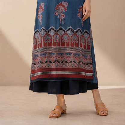 Azure Bloom Printed A-Line Kurta Set