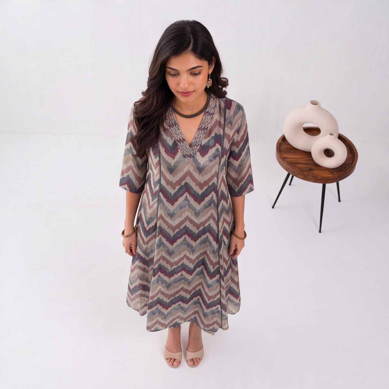 Earthy Chevron Elegance Kurta Set