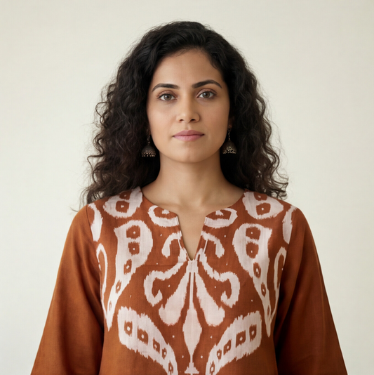 this rich orange kurta set