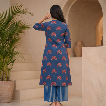 this stylish indigo blue kurta set