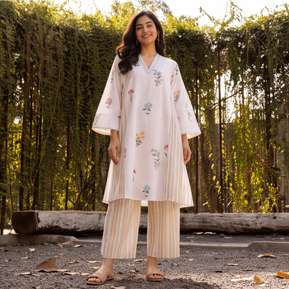 Ivory Meadow Floral Printed Kurta Set