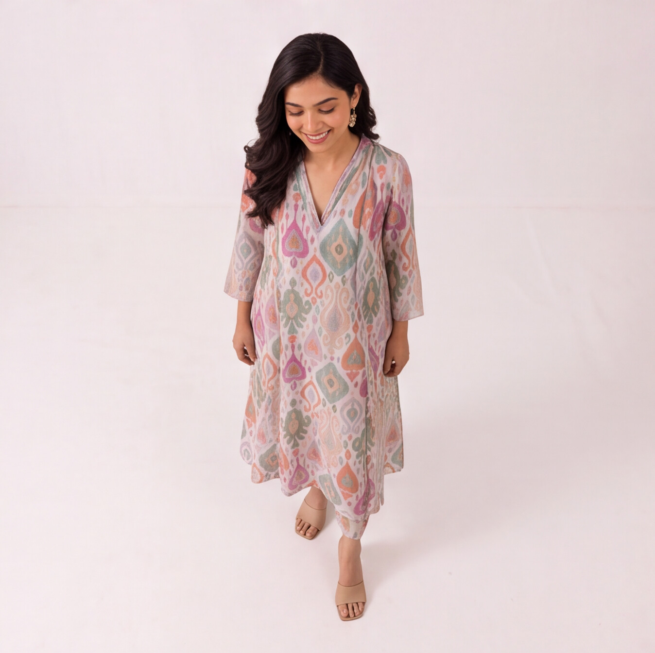 Pastel Ikat Charm Kurta Set