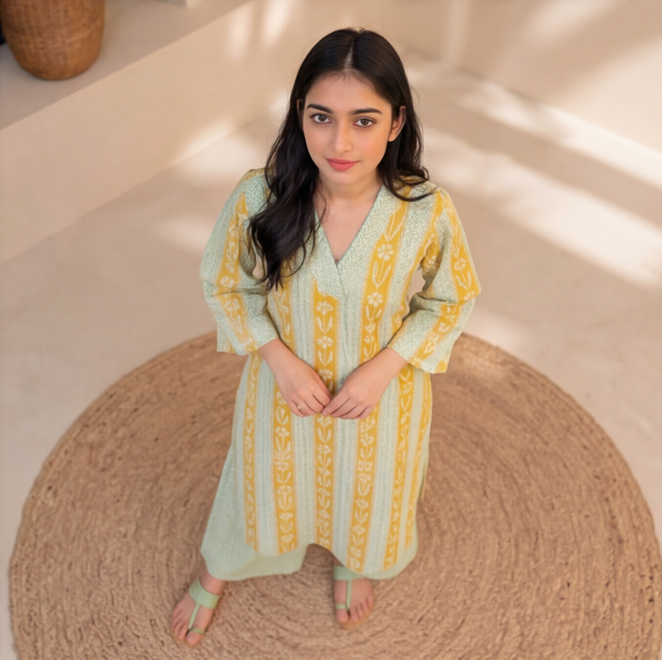 this elegant printed kurta and palazzo set