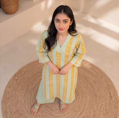 this elegant printed kurta and palazzo set