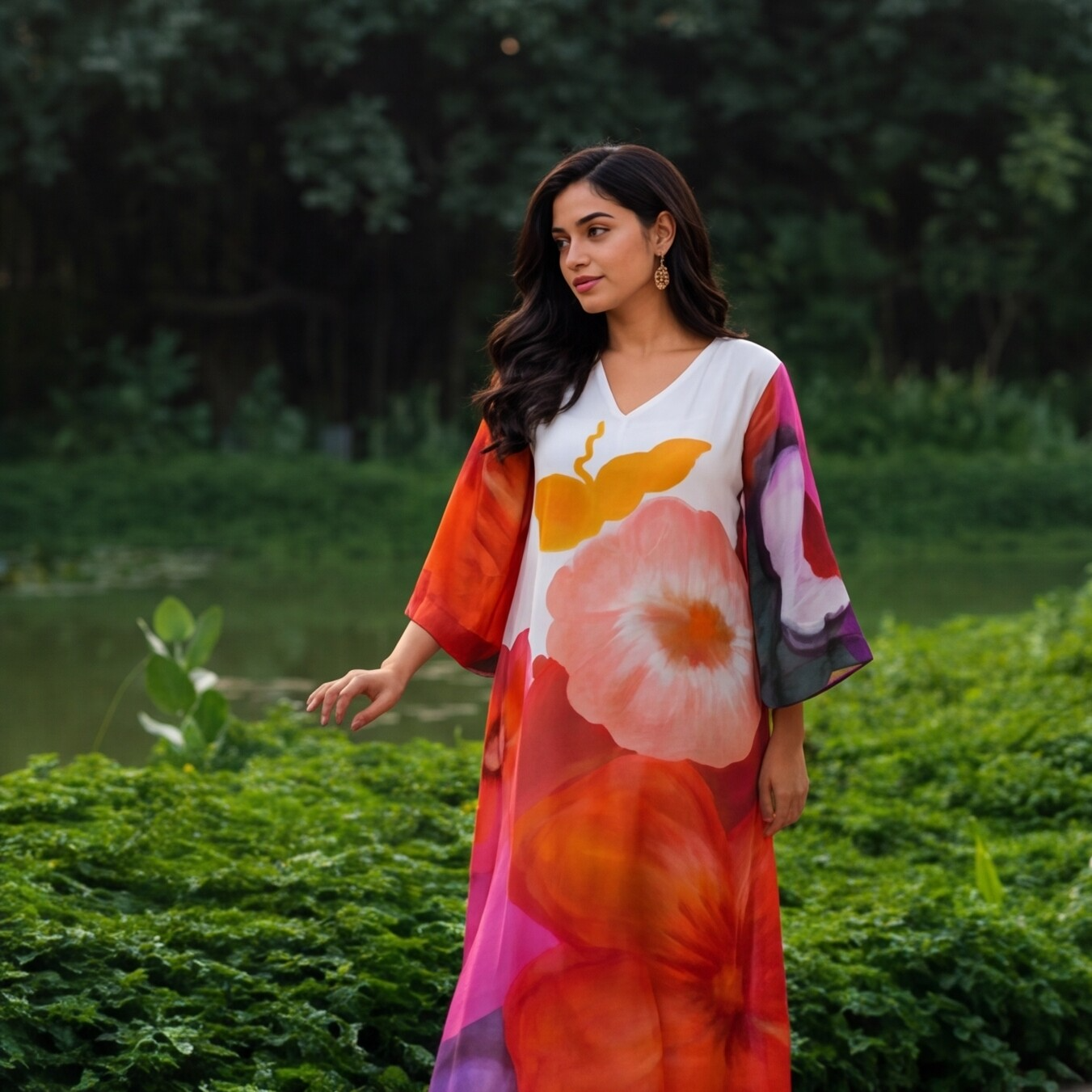 Sunset Blossom Printed Kurta Set