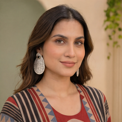 Rust Noir Geometric Printed Straight Kurta Set
