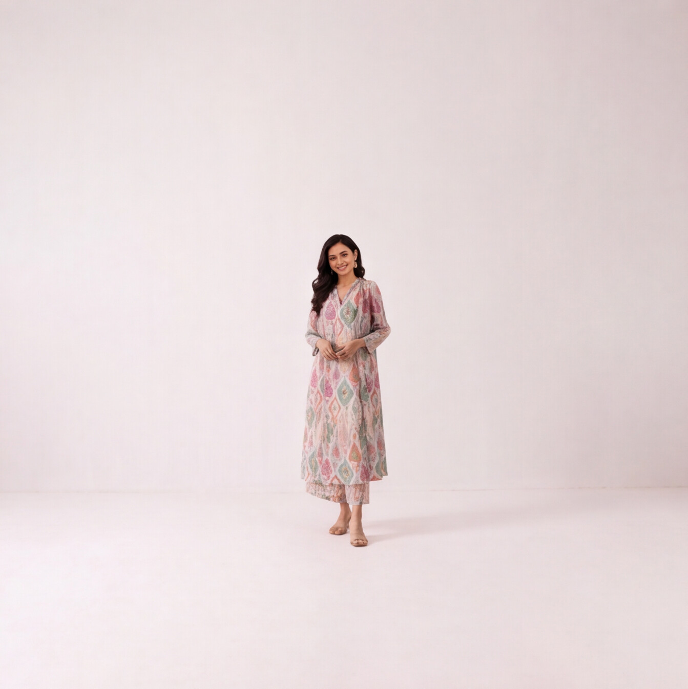 Pastel Ikat Charm Kurta Set