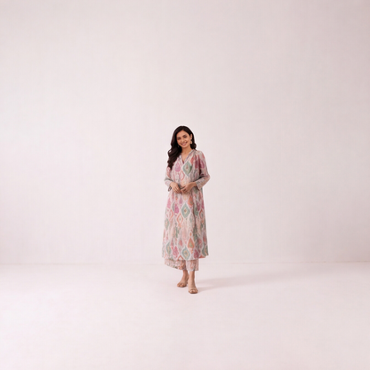 Pastel Ikat Charm Kurta Set