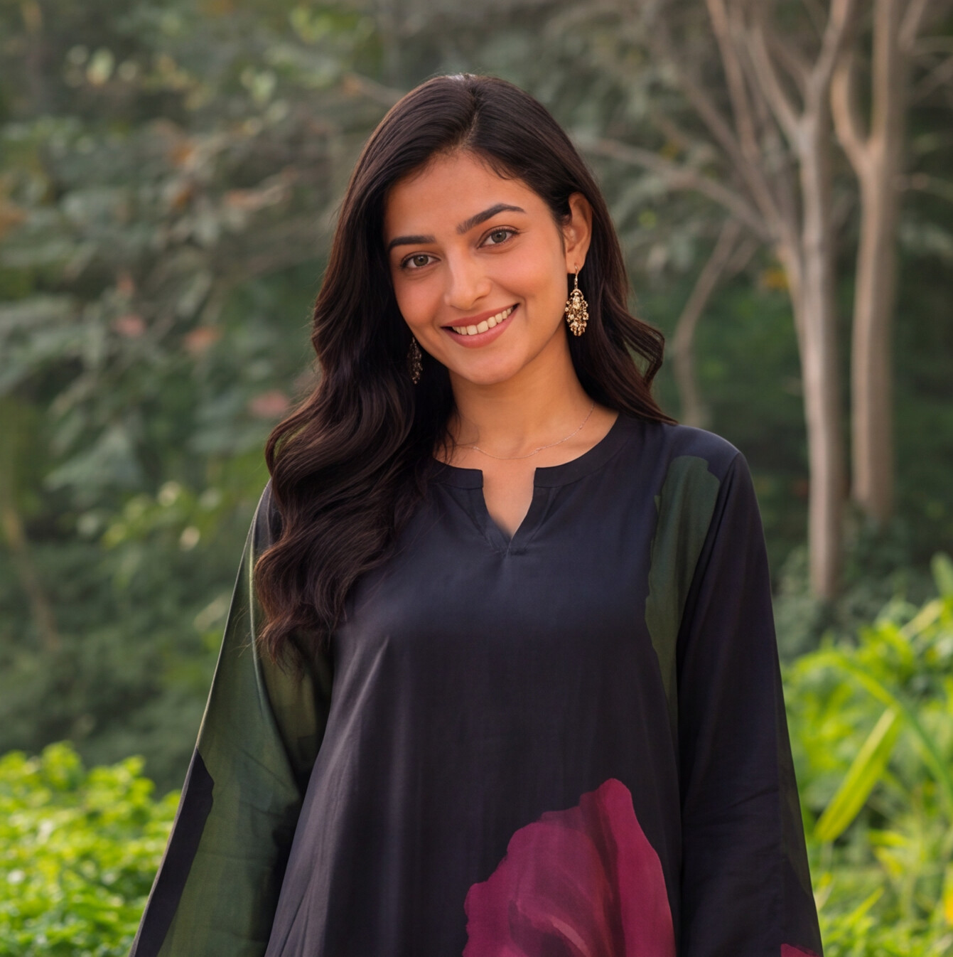 Midnight Petal Printed Kurta Set