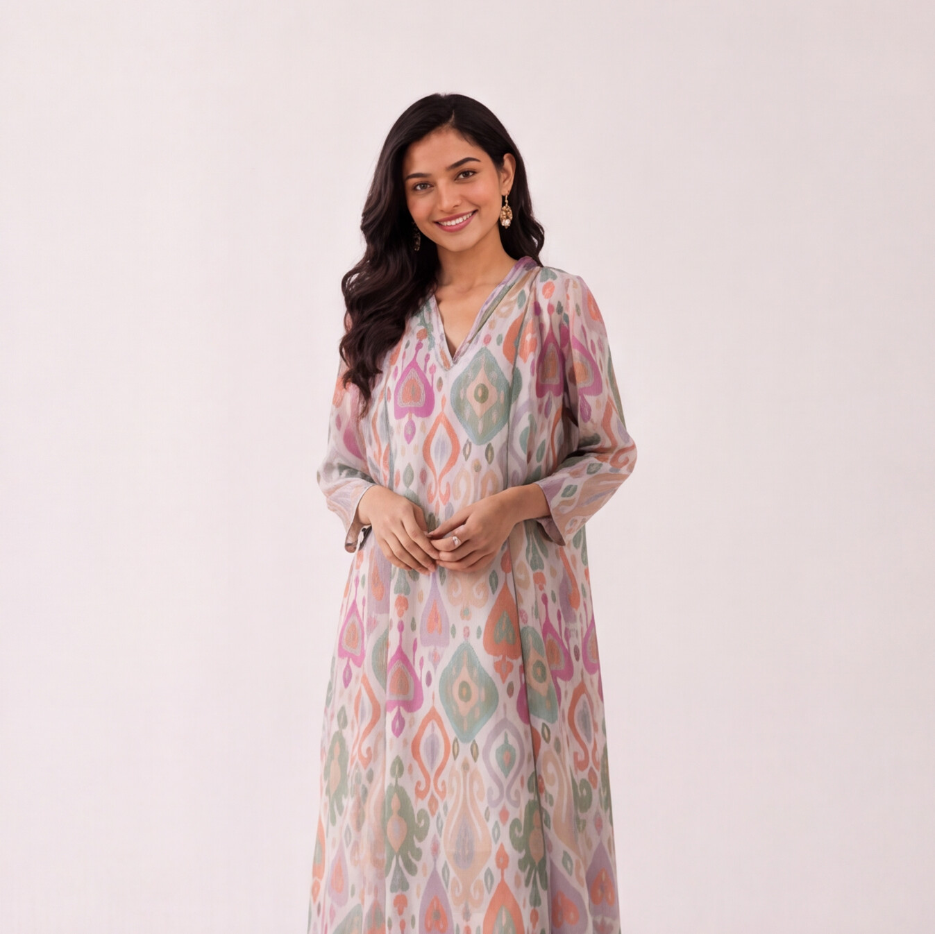 Pastel Ikat Charm Kurta Set