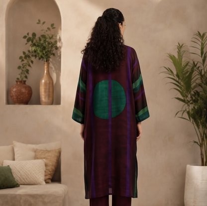 Women's Abstract Print Kaftan Kurta Set