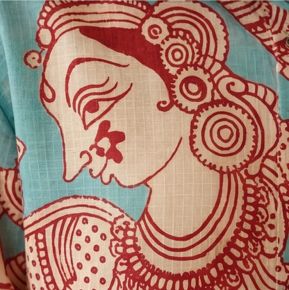 Women's Premium Sky Blue Cotton Printed Shirt