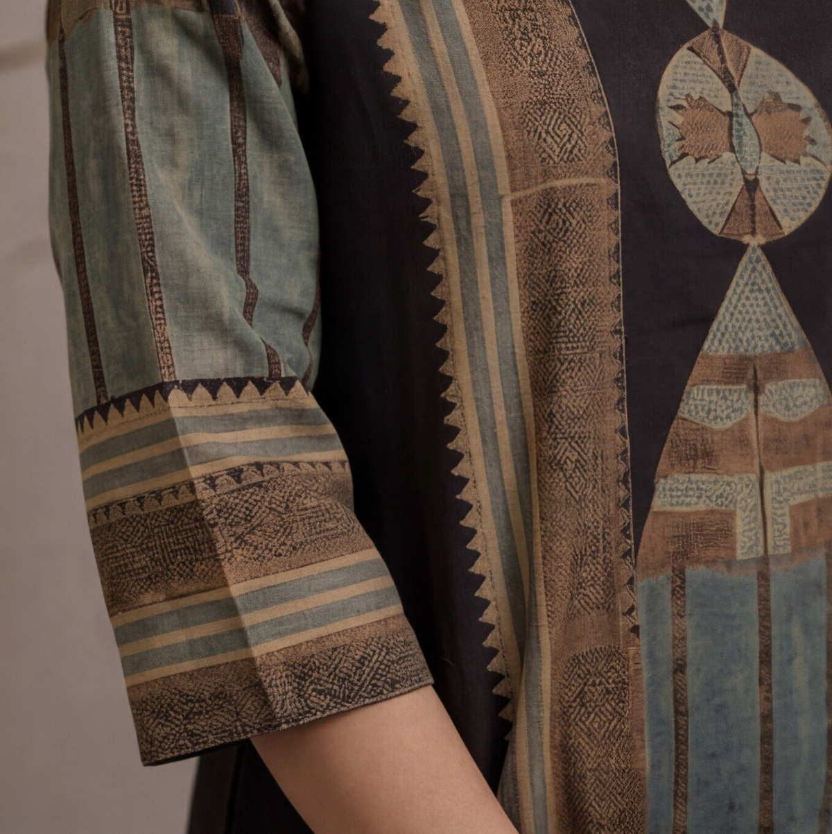 Women's Black Printed Cotton Kurta