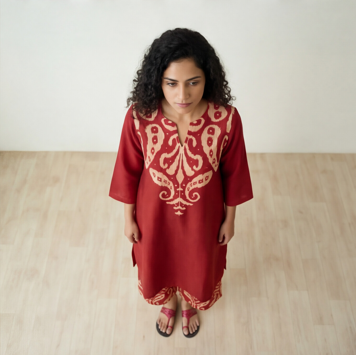 this rich maroon kurta set