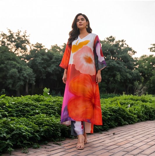 Sunset Blossom Printed Kurta Set