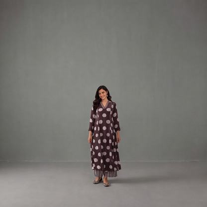 Mocha Dots Printed Kurta Set