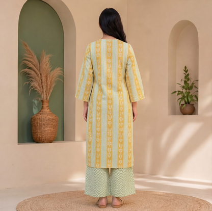 this elegant printed kurta and palazzo set
