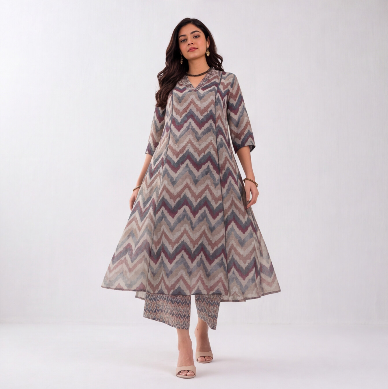 Earthy Chevron Elegance Kurta Set