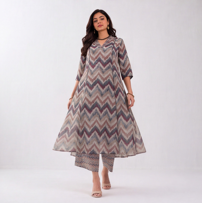 Earthy Chevron Elegance Kurta Set