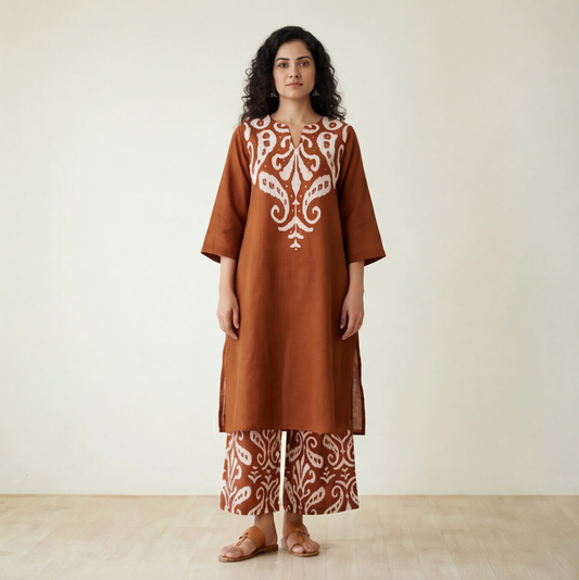 this rich orange kurta set