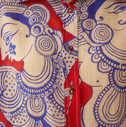 Women's Premium Red & Ivory Cotton Printed Shirt