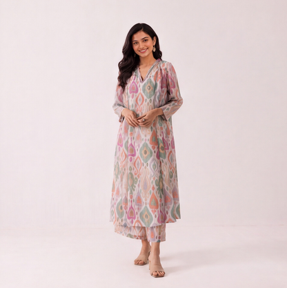 Pastel Ikat Charm Kurta Set