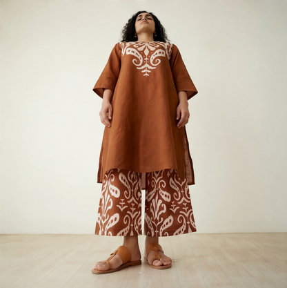 this rich orange kurta set