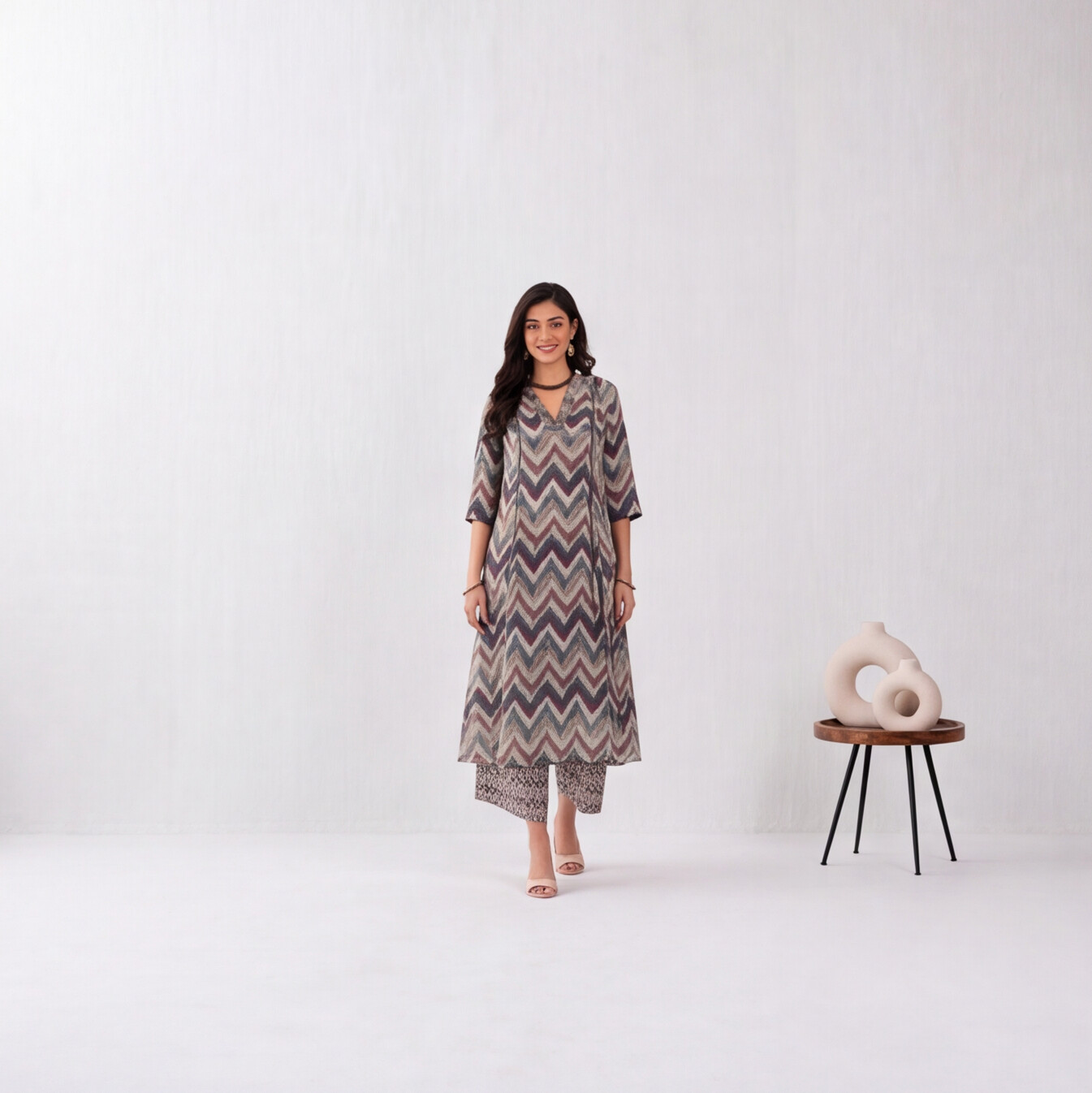 Earthy Chevron Elegance Kurta Set