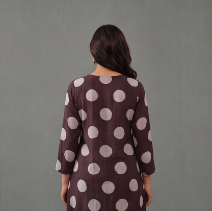 Mocha Dots Printed Kurta Set