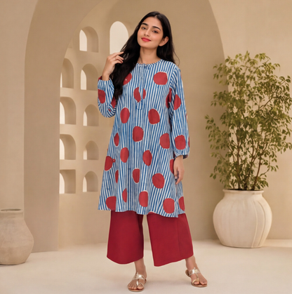 this contemporary printed kurta set